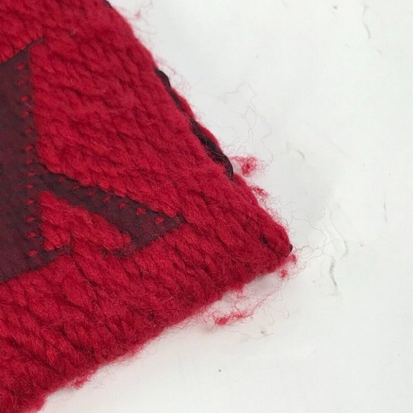 Auth LOUIS VUITTON M72432 Echarpes-logo mania fringe Scarf wool / silk Red - Picture 9 of 11